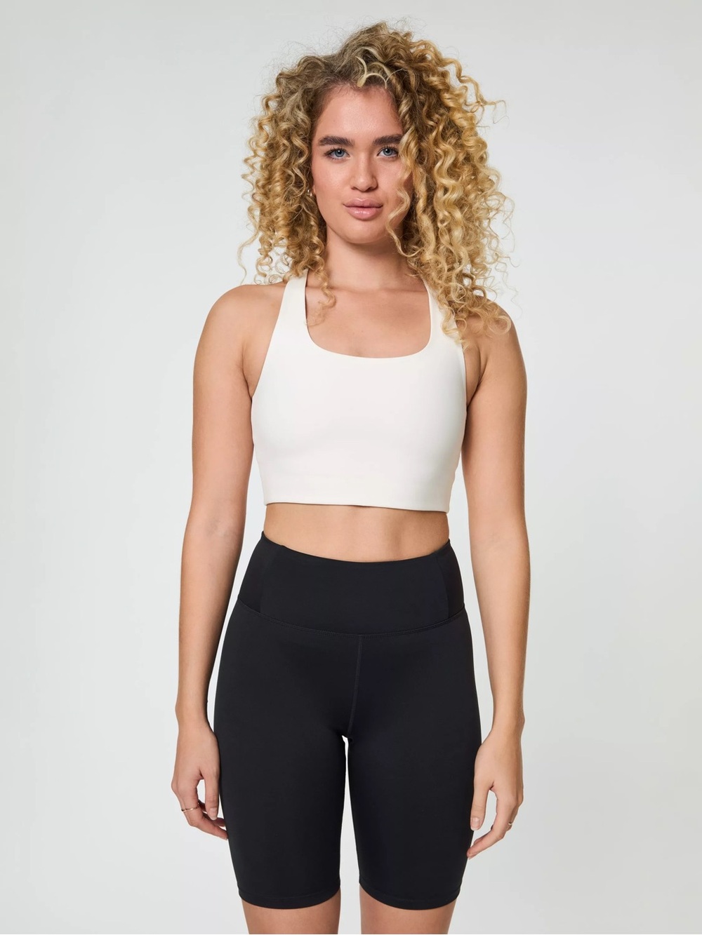 Girlfriend Collective Paloma Racerback Sports Bra in Ivory White, Women’s Small